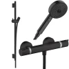 Hansgrohe Pack mitigeur douche thermostatique Ecostat Comfort + Barre Unica + flexible + Pommeau Pulsify Select 3 jets noir mat