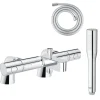 Grohe Pack mitigeur thermostatique Grohtherm 800 avec colonnettes + Douchette 1 jet Vitalio Get Stick + Flexible 1750 mm