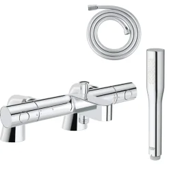 Grohe Pack mitigeur thermostatique Grohtherm 800 avec colonnettes + Douchette 1 jet Vitalio Get Stick + Flexible 1750 mm