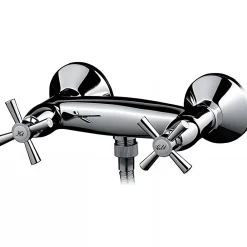 Robinet De Douche|Sanindusa Pack mélangeur douche à croisillons Rimini chrome livré avec douchette, flexible et support