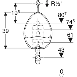 Urinoir|Geberit Pack urinoir pour effet d'eau AUBAGNE 2 en céramique - - 08363900000300