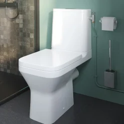GoodHome Pack WC à poser sans bride vortex avec abattant déclipsable et frein de chute, sortie horizontale, Teesta
