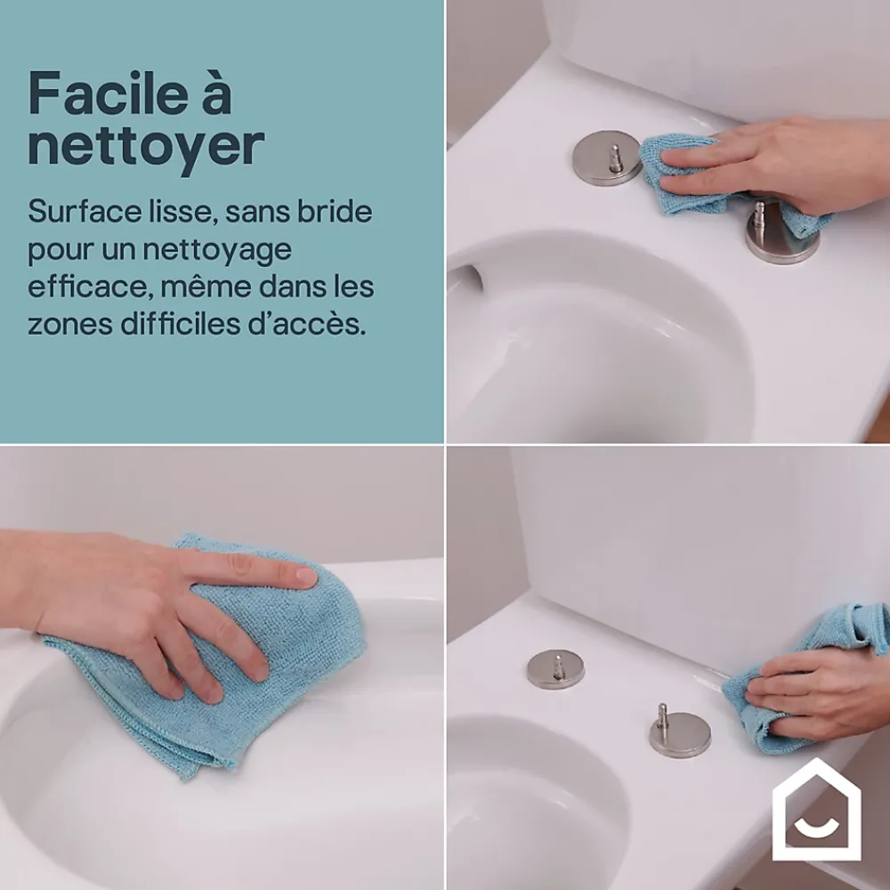 GoodHome Pack WC à poser sans bride vortex avec abattant déclipsable et frein de chute, sortie verticale, Cavally