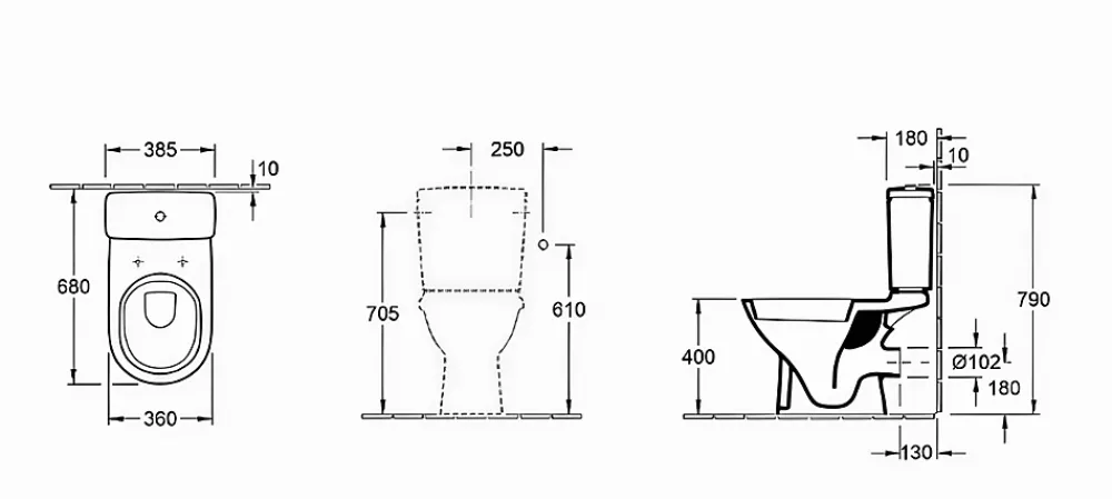 Villeroy & Boch Pack WC à poser sans bride sortie horizontale Direct Flush NF