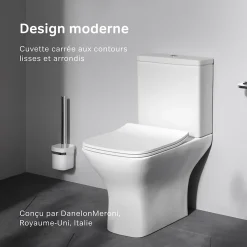 Wc À Poser|Am.Pm Europe Pack WC à poser sortie horizontale sans bride, Gem, avec couvercle de siège Softclosing, FlashClean, CGA8601PSC Blanc AM.PM