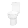 GoodHome Pack WC à poser sur-élevé sans bride vortex avec abattant déclipsable et frein de chute, sortie horizontale, Cavally