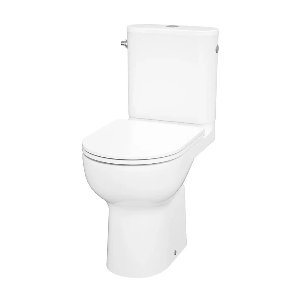 GoodHome Pack WC à poser sur-élevé sans bride vortex avec abattant déclipsable et frein de chute, sortie horizontale, Cavally