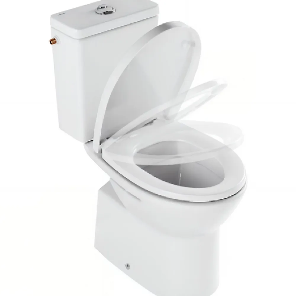 Sanindusa Pack WC au sol céramique traditionnelle Easy évac. arrière alim. chasse par le côté abattant frein de chute blanc