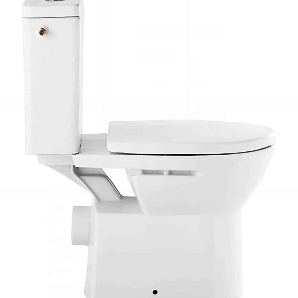 Sanindusa Pack WC au sol céramique traditionnelle Easy évac. arrière alim. chasse par le côté abattant frein de chute blanc