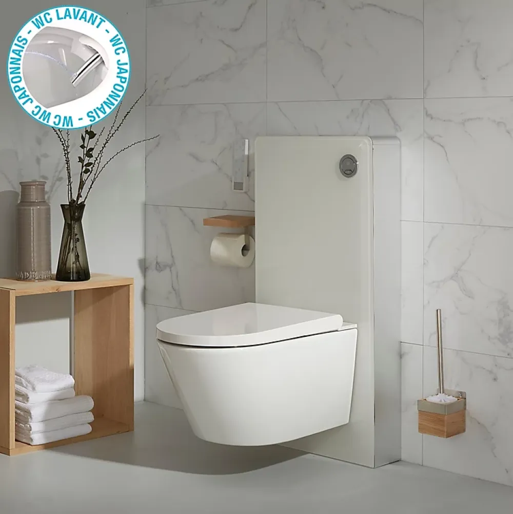 Wc Japonais|Planète Bain Pack wc avec cuvette lavante - Façade blanche -Wc japonais