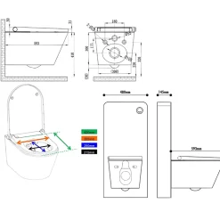 Planète Bain Pack wc avec cuvette lavante - Façade en verre noir-Wc japonais