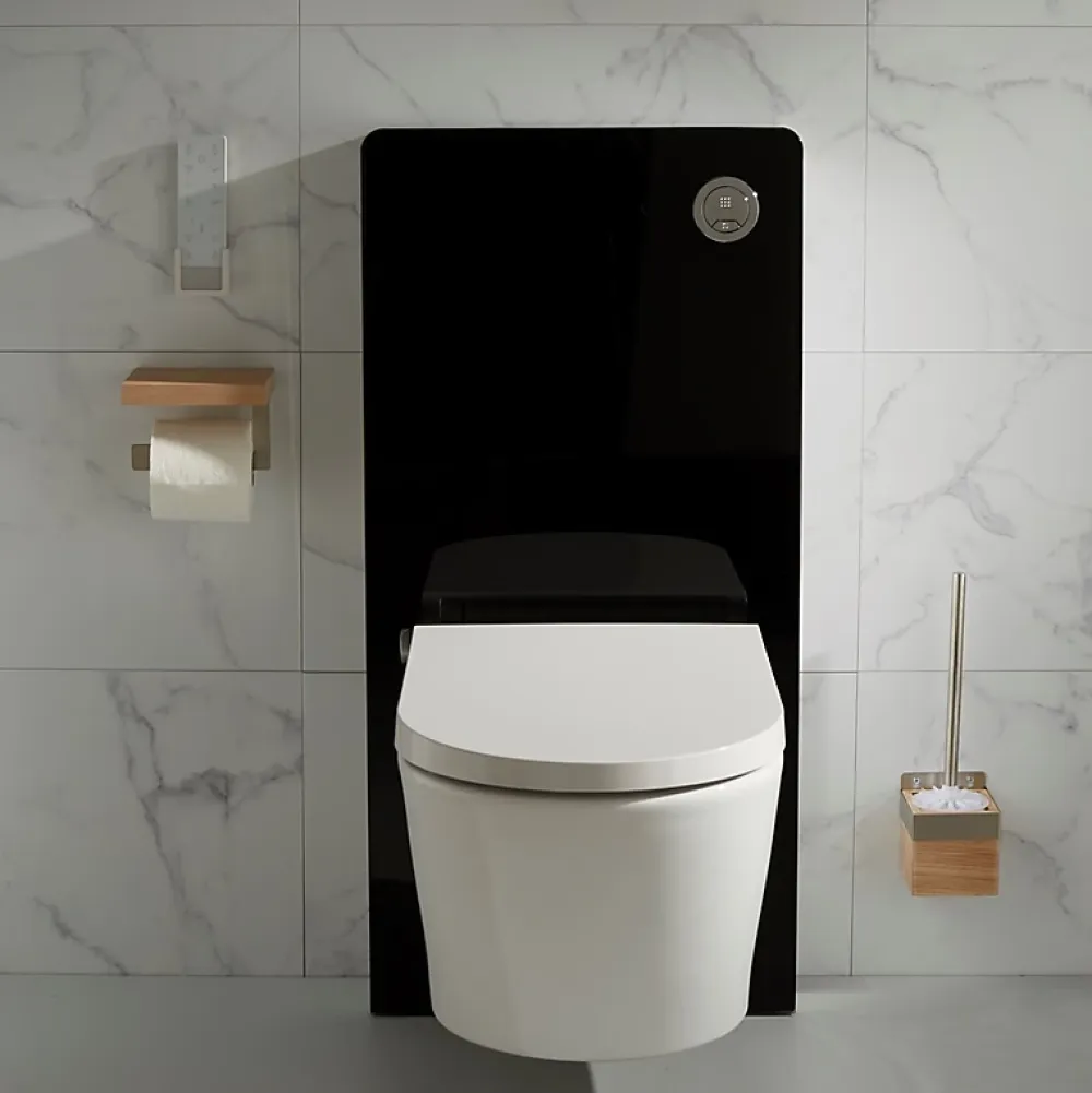 Planète Bain Pack wc avec cuvette lavante - Façade en verre noir-Wc japonais