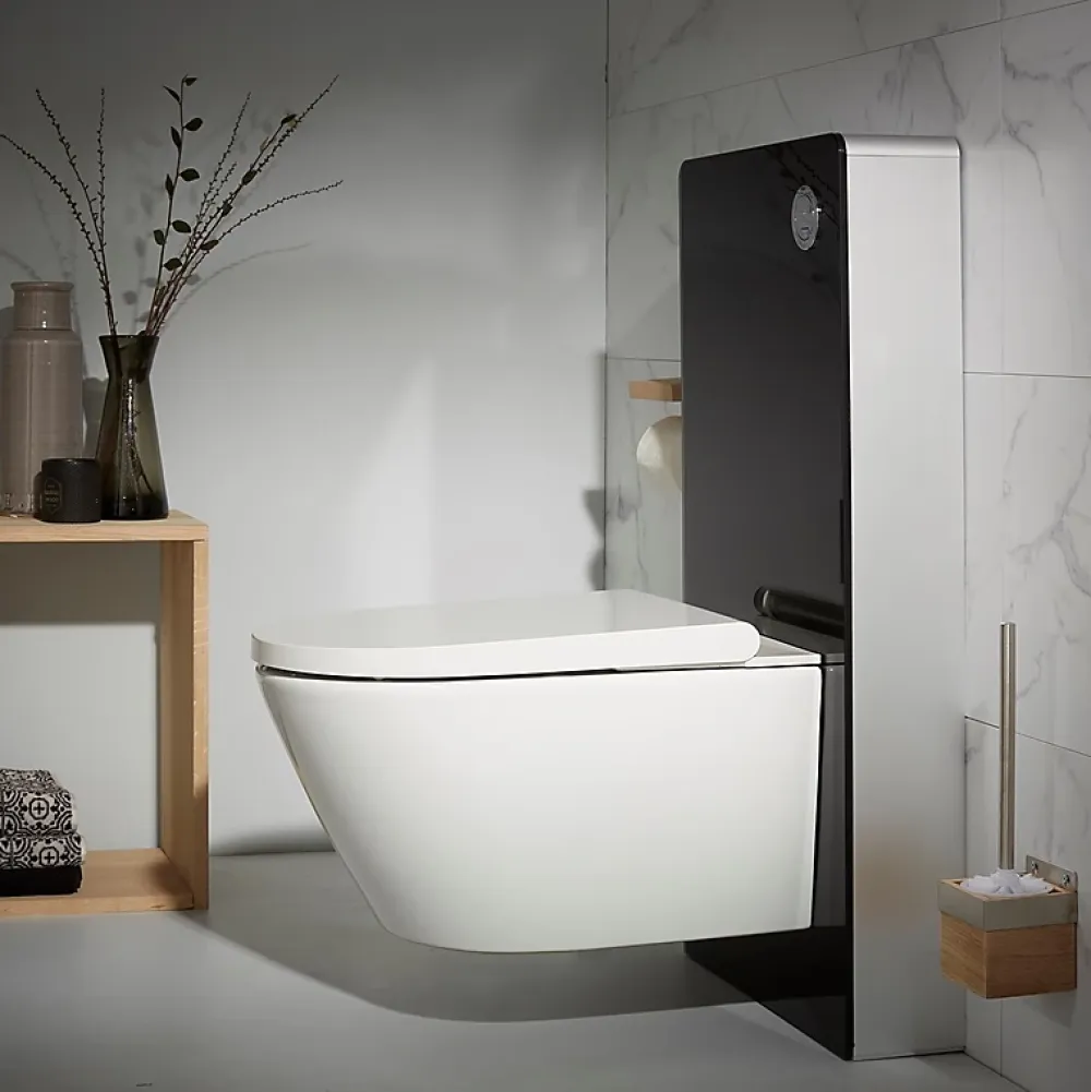 Planète Bain Pack wc avec cuvette lavante - Façade en verre noir-Wc japonais
