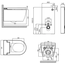 Wc Japonais|Planète Bain Pack WC Bati support mural avec cuvette lavante - Façade noire - WC japonais - Tesa