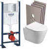 Swiss Aqua Technologies Pack WC Bâti autoportant + WC sans bride SAT Infinitio + Abattant softclose + Plaque Chrome mat + Set habillage
