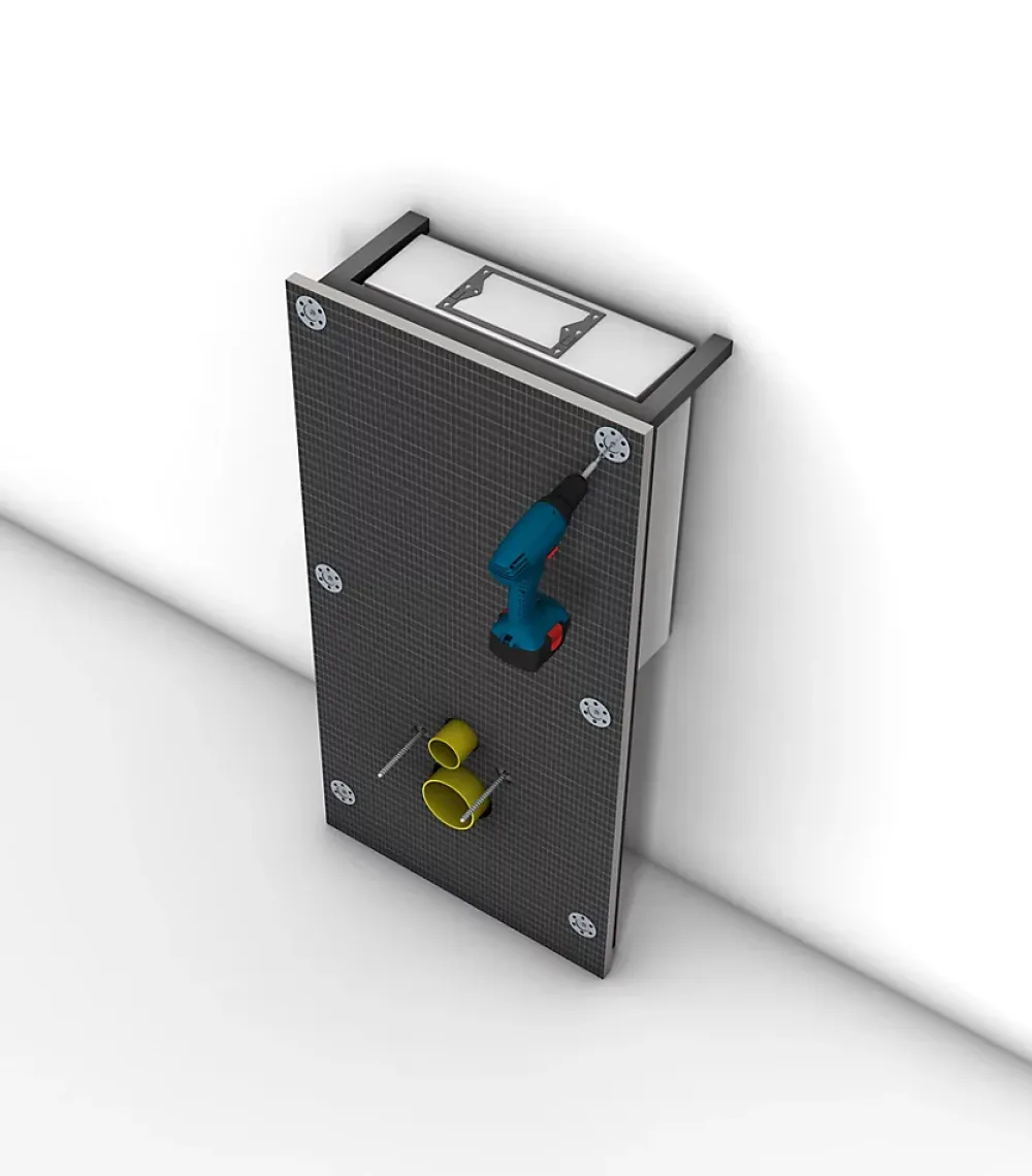 Swiss Aqua Technologies Pack WC Bâti autoportant + WC sans bride SAT Infinitio + Abattant softclose + Plaque Chrome mat + Set habillage