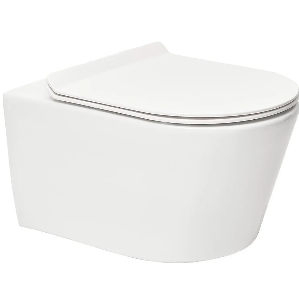 Swiss Aqua Technologies Pack WC Bâti autoportant + WC sans bride SAT Brevis + Abattant ultra-fin softclose + Plaque chrome