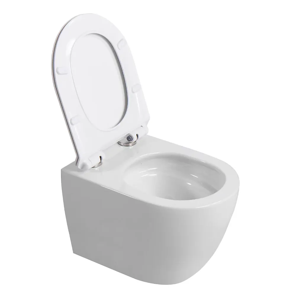 Swiss Aqua Technologies Pack WC bâti-support + WC sans bride Ceramia PixL avec abattant SoftClose + plaque noir (STCEPXWT01-FR)