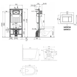 Swiss Aqua Technologies Pack WC bâti-support autoportant + WC suspendu sans bride + abattant SoftClose + plaque blanche (SMRTCETOR270)