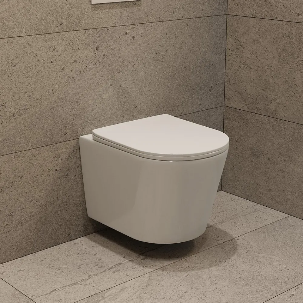 Swiss Aqua Technologies Pack WC bâti-support autoportant + WC suspendu sans bride + abattant SoftClose + plaque blanche (SMRTCETOR270)