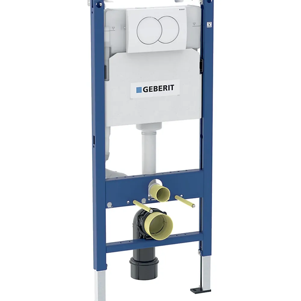 Geberit Pack WC bâti-support Duofix 112cm + WC suspendu Ceramia Tornado Rimless + abattant SoftClose + plaque blanche (CETORGEB3)