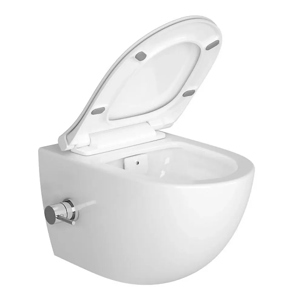 Swiss Aqua Technologies Pack WC Bâti-support Rapid SL + WC sans bride avec fonction bidet thermostatique + Plaque chrome