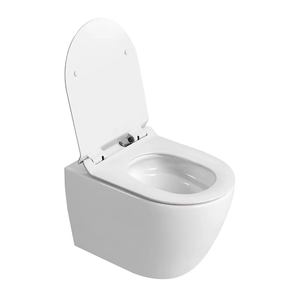 Wc Suspendu|Villeroy & Boch Pack WC bâti-support sol-mur + WC sans bride Ceramia PixL avec abattant SoftClose + plaque noir (VBCEPXWT01-FR)