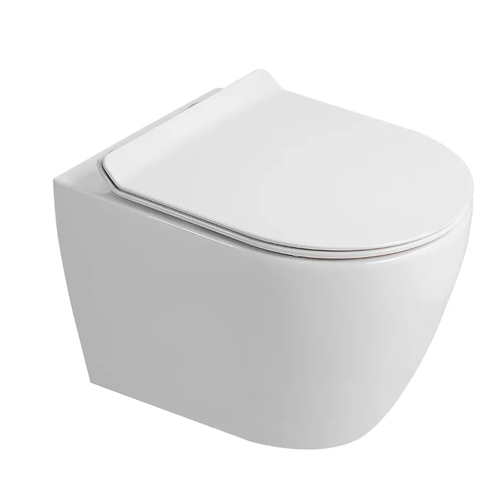 Wc Suspendu|Villeroy & Boch Pack WC bâti-support sol-mur + WC sans bride Ceramia PixL avec abattant SoftClose + plaque noir (VBCEPXWT01-FR)