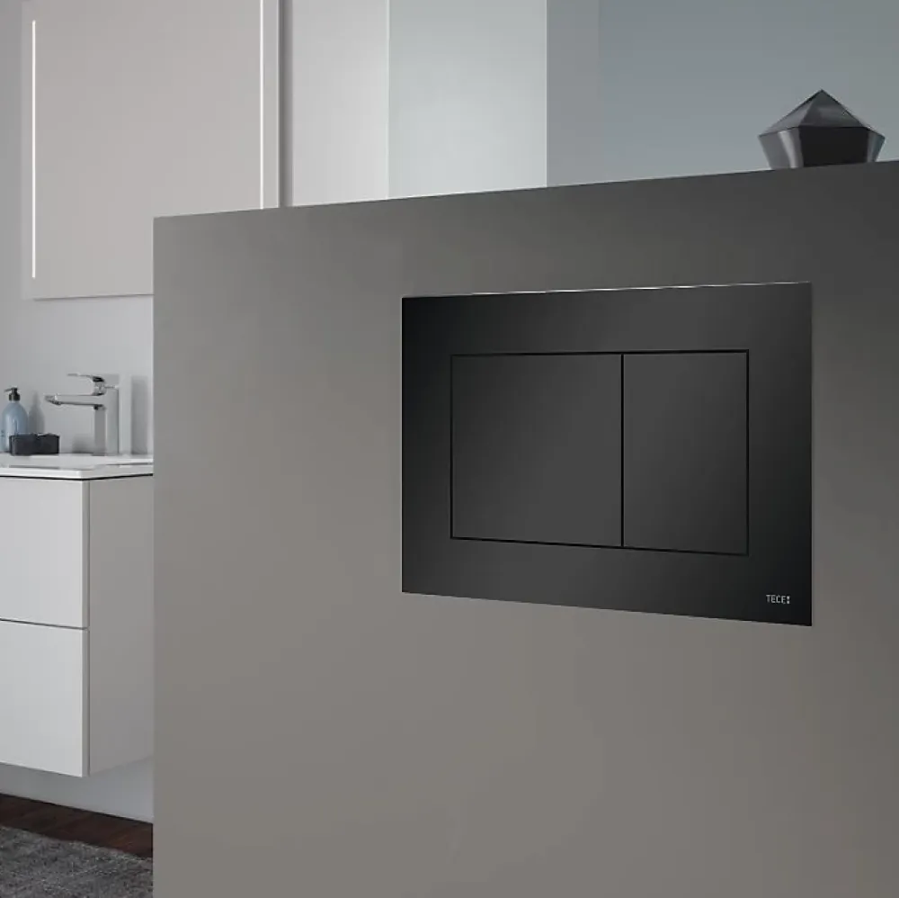 Badland Pack WC Bâti-support TECEbase + WC Rolo blanc + tapis d'isolation acoustique + plaque noir