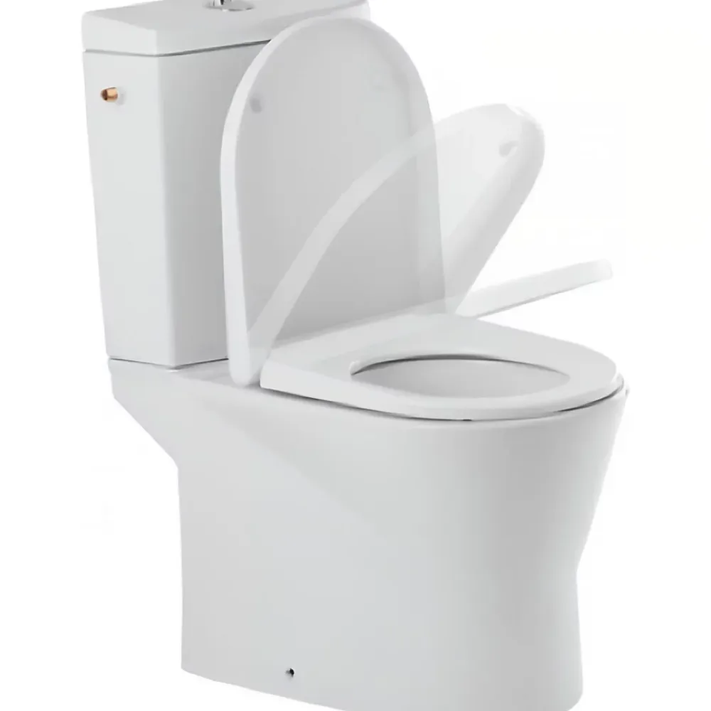 Sanindusa Pack WC cuvette+réservoir+abattant frein de chute+fixations caréné évacuation arrière alim. chasse d'eau par le côté blanc