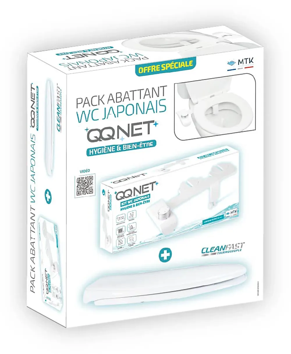 MTK Pack WC japonais : abattant + kit lavant - Hygiène parfaite sans électricité - QQ Net Cleanfast