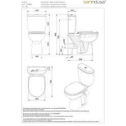 Wc À Poser|Sanindusa Pack WC PMR Aveiro Confort Normes handicap, évacuation arrière, alimentation latérale, blanc