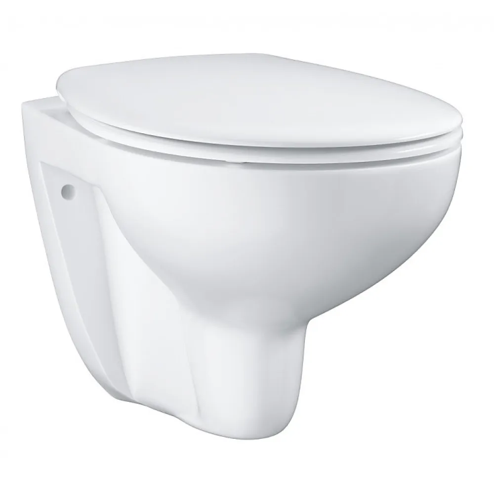 Wc Suspendu|Grohe Pack WC Rapid SL autoportant + cuvette Bau Ceramic sans bride + plaque Skate Cosmo chrome (ProjectBau-1)