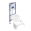Villeroy & Boch Pack WC sans bride VILLEROY ET BOCH Avento + Bâti support + abattant frein de chute + plaque chromée mat + Tabouret blanc