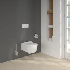 Villeroy & Boch Pack WC sans bride VILLEROY ET BOCH Avento + Bâti support + abattant frein de chute + plaque chromée mat + Tabouret blanc