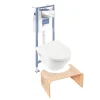 Wc Suspendu|Villeroy & Boch Pack WC sans bride VILLEROY ET BOCH Architectura abattant + bâti-support sol et mur + plaque chromée brillant + Tabouret bois