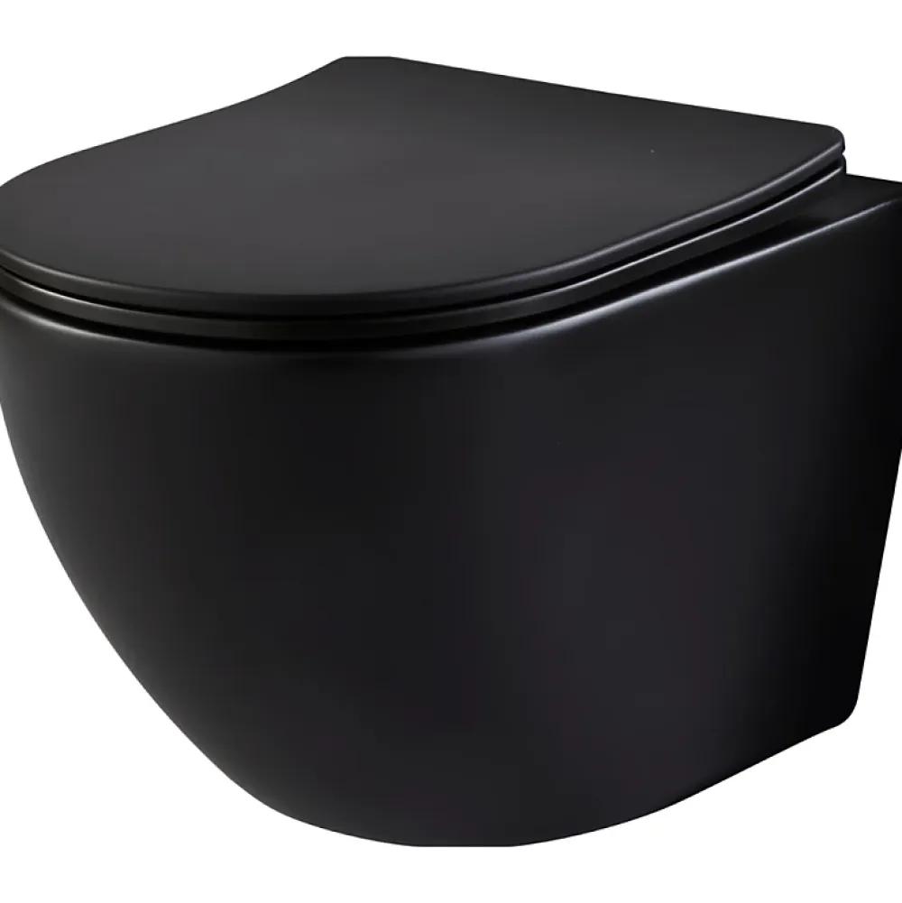 Planète Bain Pack WC suspendu avec lave-mains intégré + cuvette gain de place sans bride corolla Noir mat