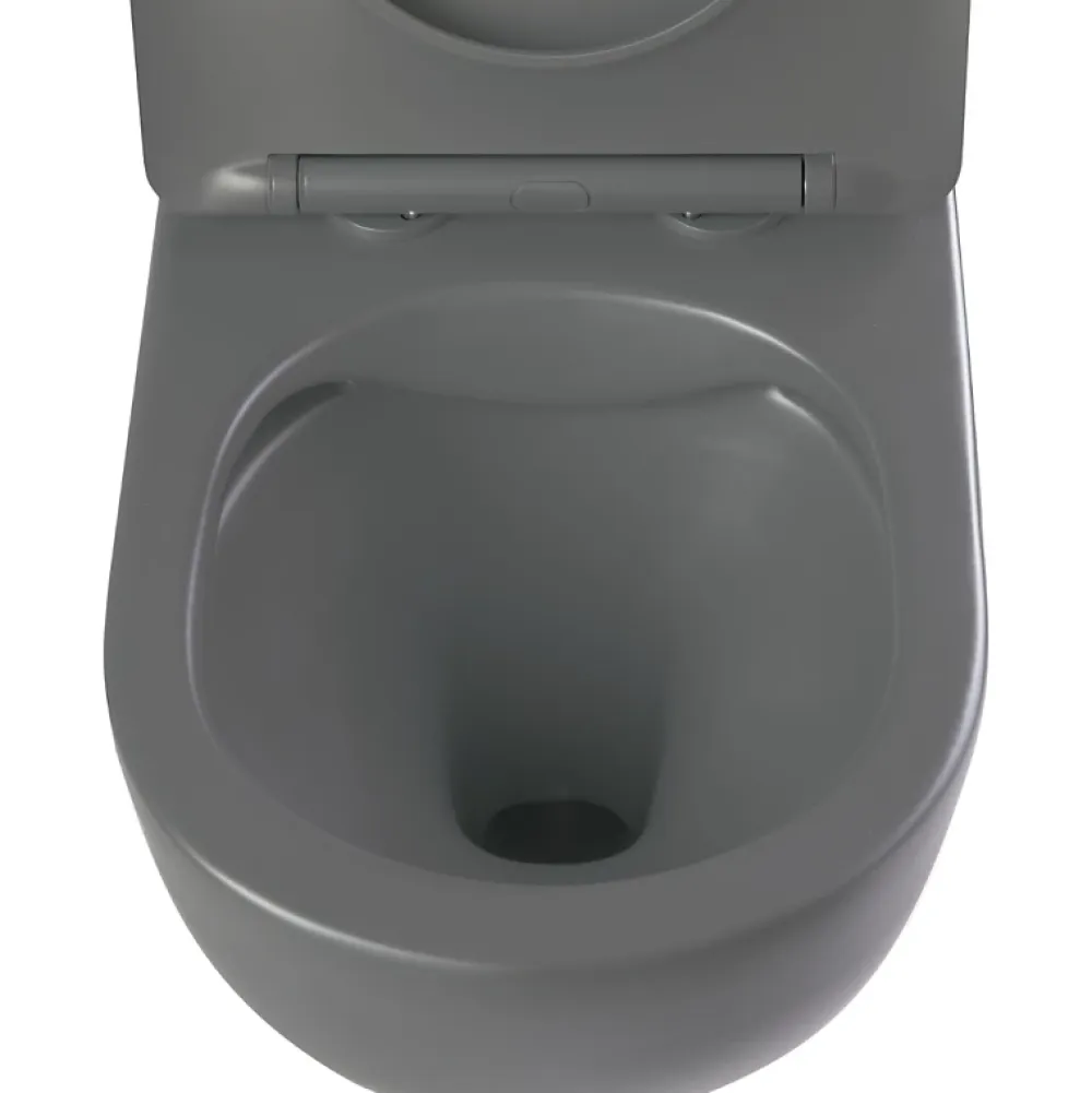 Planète Bain Pack WC suspendu avec lave-mains intégré + Cuvette gain de place sans bride corolla Gris mat