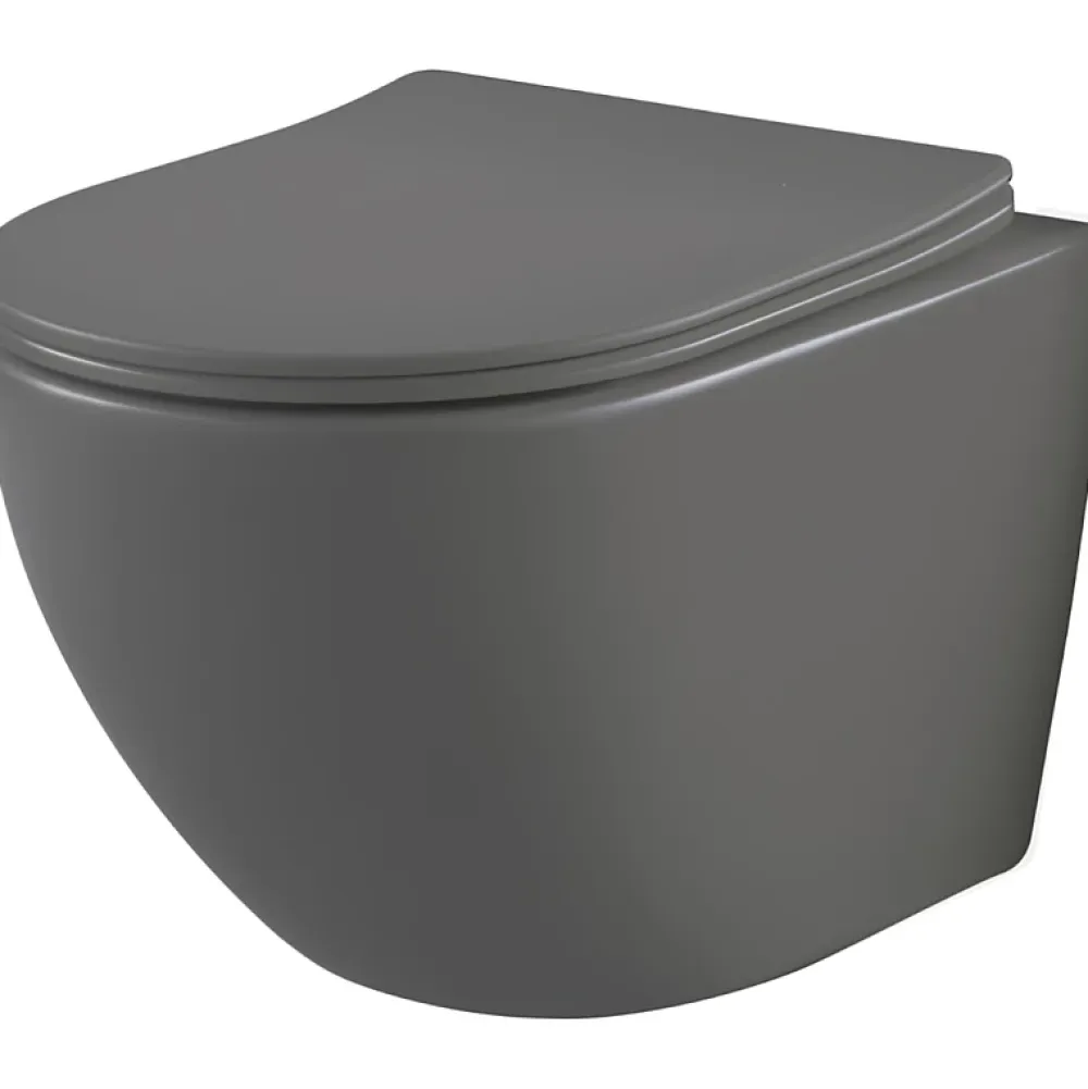 Planète Bain Pack WC suspendu avec lave-mains intégré + Cuvette gain de place sans bride corolla Gris mat