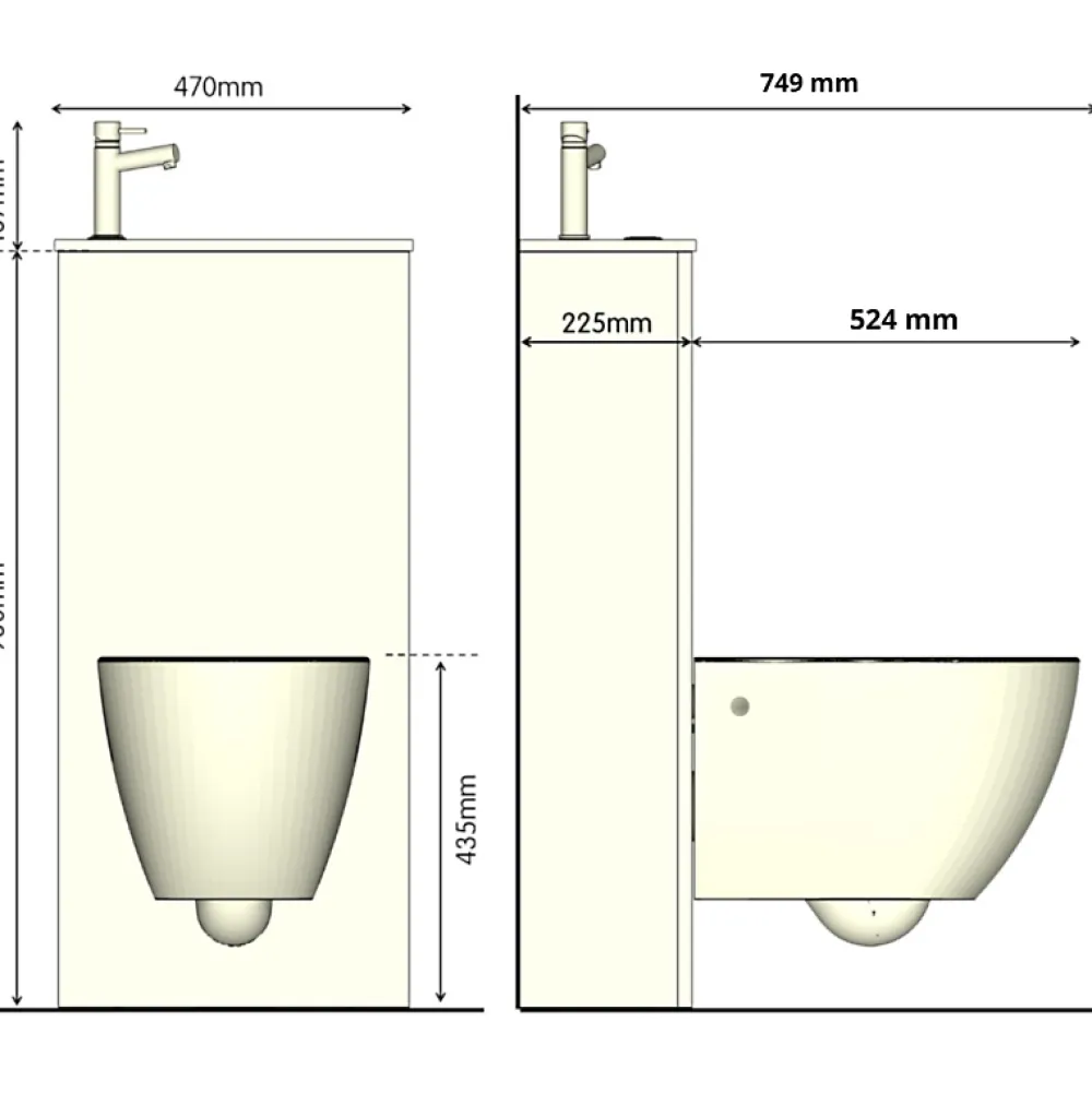 Wc Suspendu|Planète Bain Pack WC suspendu avec lave-mains intégré + cuvette sans bride fixations invisibles Ceres