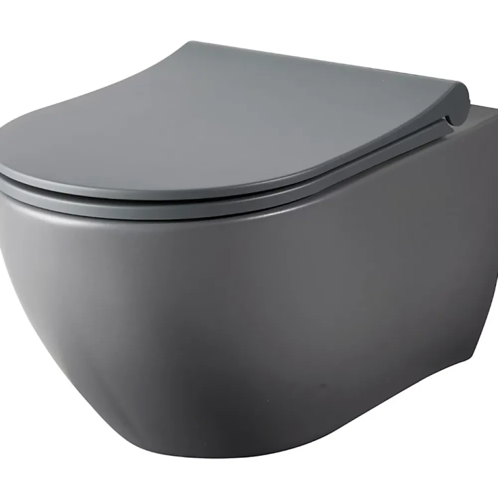 Planète Bain Pack WC suspendu bati siamp universel + cuvette sans bride grise knidos
