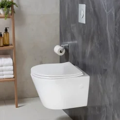 Grohe Pack WC suspendu blanc cuvette sans bride Fuerte et bâti-support sol et mur