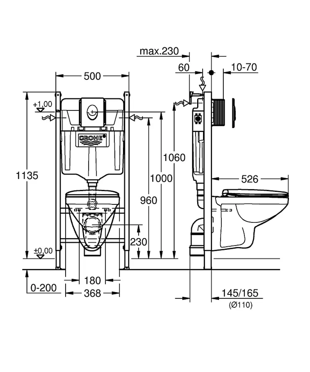 Grohe Pack WC suspendu blanc Solido Baufirst