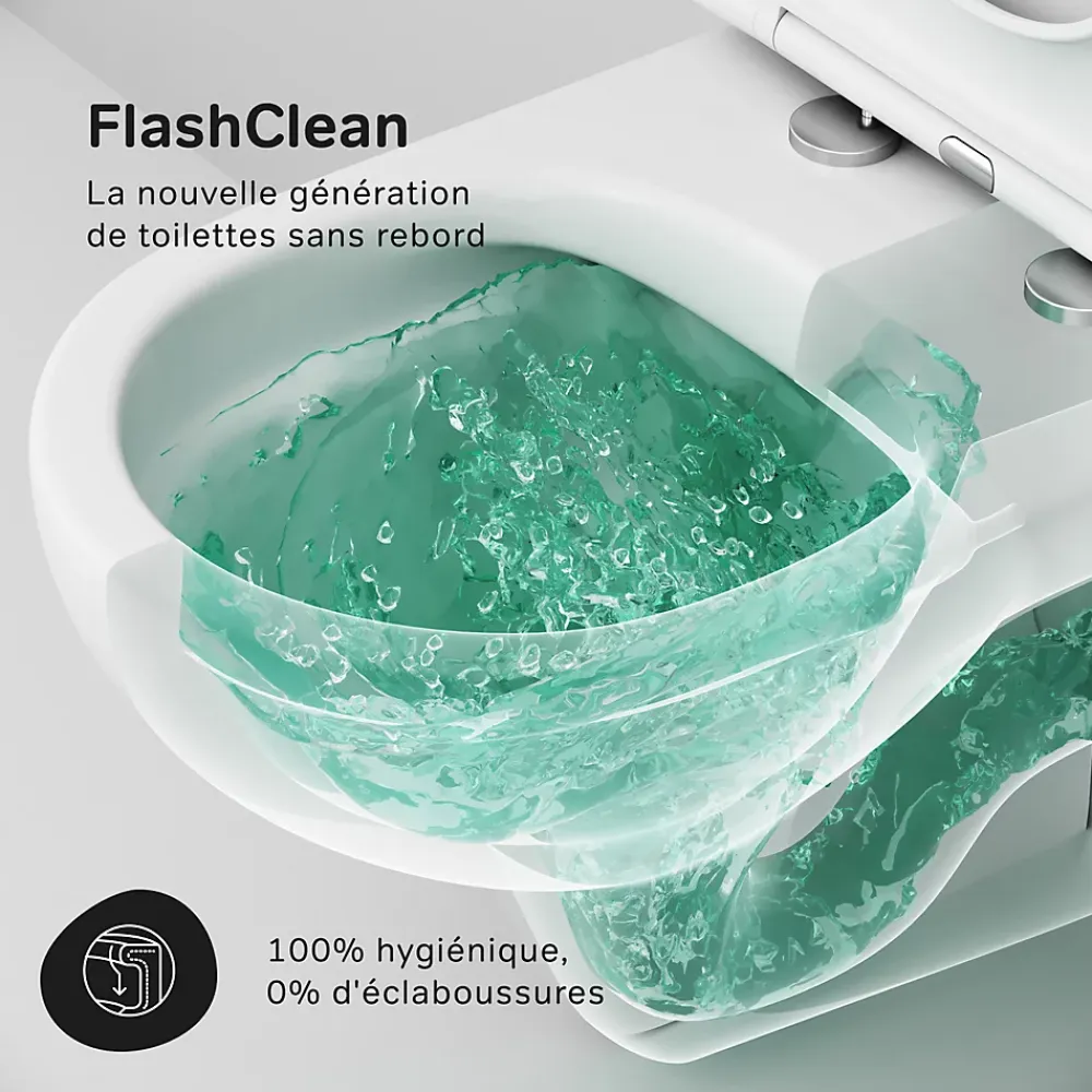 Am.Pm Europe Pack WC suspendu bâti mural et cuvette Plaque Round Blanche Pack WC Bati-support AM.PM X-Joy S