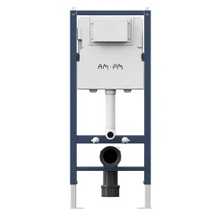 Am.Pm Europe Pack WC suspendu bâti mural et cuvette Plaque Round Chrome Pack WC Bati-support AM.PM X-Joy S
