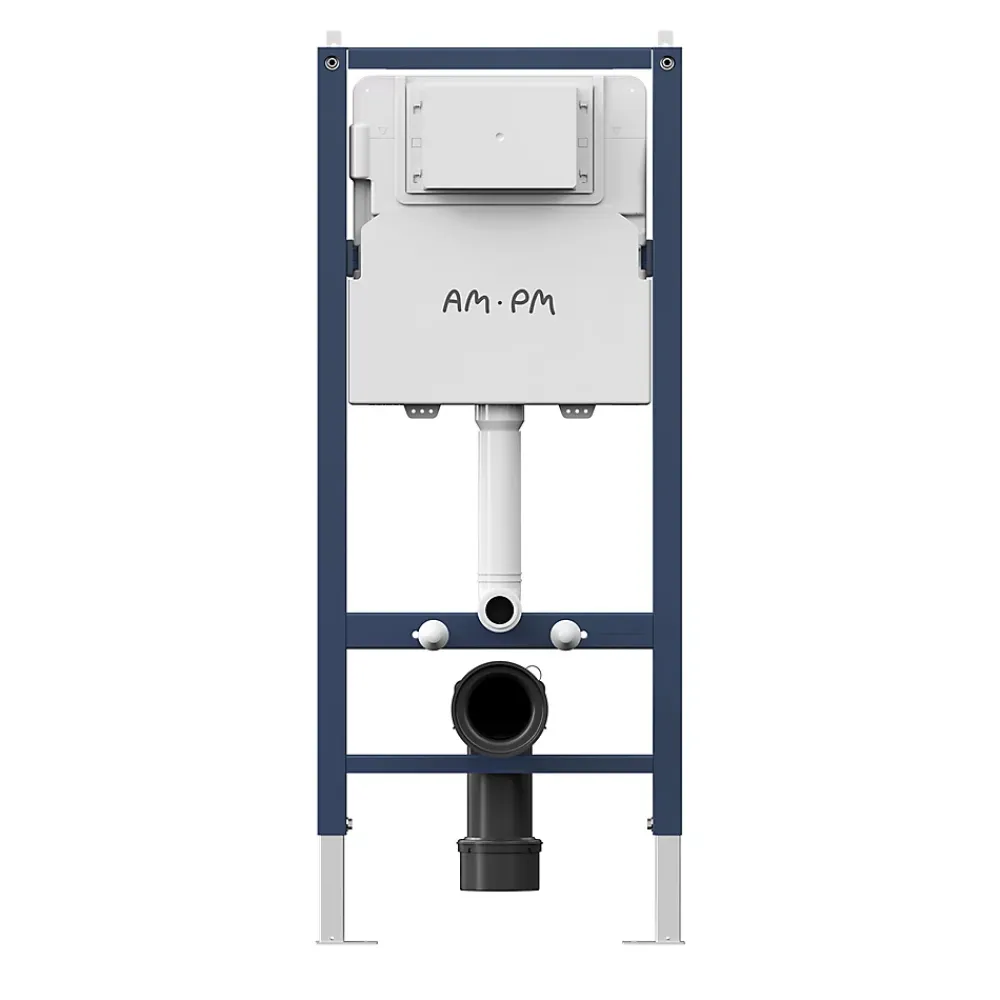 Am.Pm Europe Pack WC suspendu bâti mural et cuvette Plaque Round Chrome Pack WC Bati-support AM.PM X-Joy S