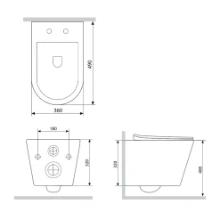 Am.Pm Europe Pack WC suspendu bâti mural et cuvette Plaque Round Chrome Pack WC Bati-support AM.PM X-Joy S