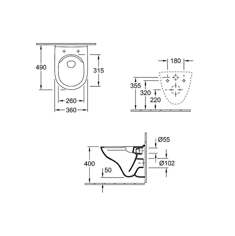 Villeroy & Boch Pack WC suspendu compact sans bride VILLEROY ET BOCH O.novo + abattant + plaque blanche + bâti