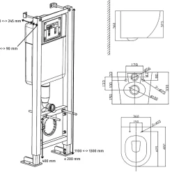 Wc Suspendu|Planète Bain Pack WC suspendu gain de place bâti universel siamp + cuvette sans bride gris mat corolla