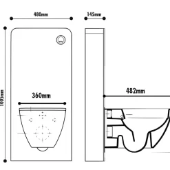 Planète Bain Pack WC suspendu gain de place bâti mural verre blanc + cuvette sans bride Corolla